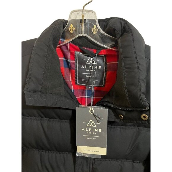 Alpine Design Men's Medium Black Coat NWT Plaid Inside Puffer Hoodless Jacket - Picture 4 of 10